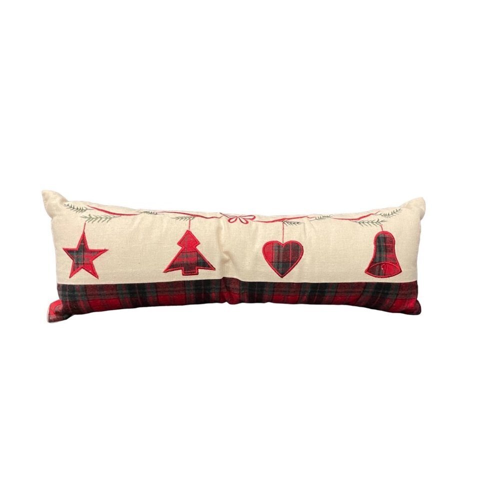 Long Rectangular Holiday Plaid Pillow